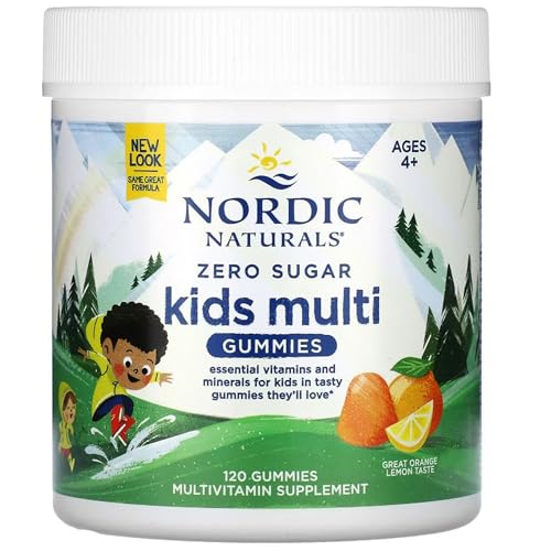 Nordic Naturals, Zero Sugar Kids Multi Gummies, Gommine Multivitaminiche per Bambini, Gusto Arancia-Limone, 120 Gommine, Testato in Laboratorio, Senza Soia, Senza Glutine, Non OGM