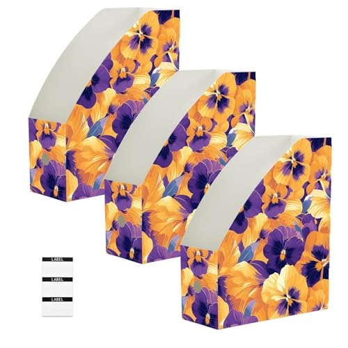 Classeur pour magazines pliable lot de 3 range-document floral école bureau