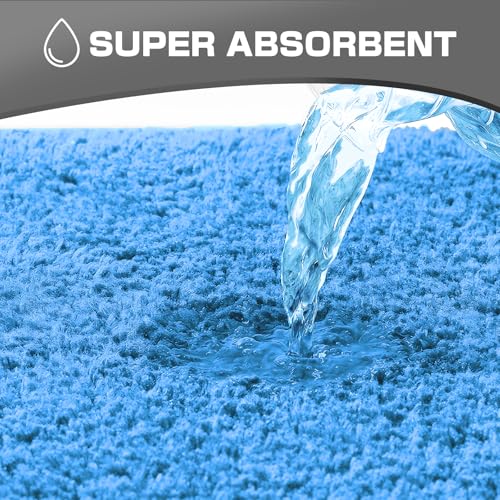 wyewye Mikrofaser Badematte, 2 cm dicke Badteppich, super saugfähig, super saugfähige Badematte, 60 x 90 cm, Farbe Blau