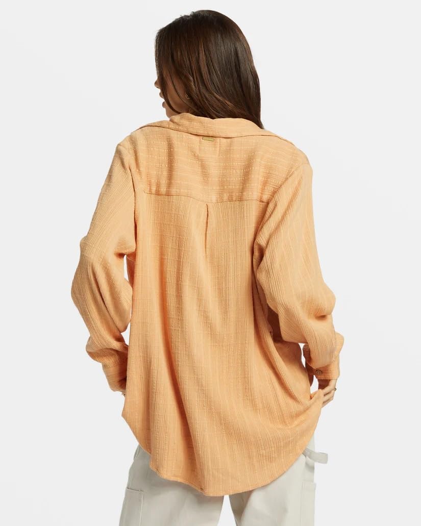 Billabong Womens Swell Blouse Long Sleeve Oversized Button Down Shirt