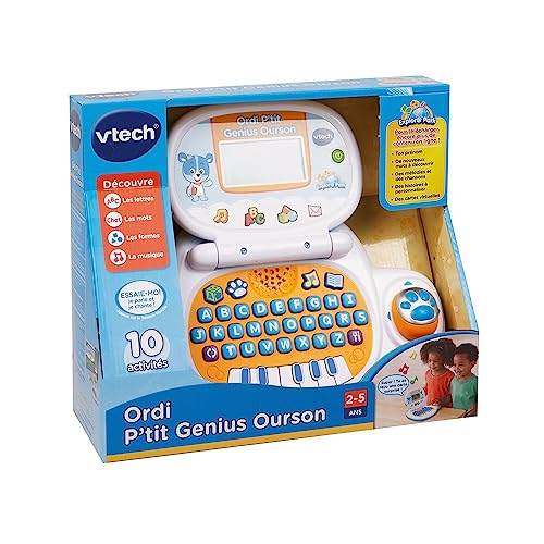 VTech Ordi P'tit Genius Ourson Ordinateur Portable Enfant avec Écran Rétroéclairé 10 Jeux Évolutifs Jouet Éducatif Cadeau Enfant de à Contenu en Français - vue 7