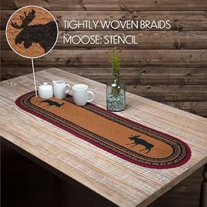 VHC Brands Rustic & Lodge Tabletop & Kitchen-Cumberland Oval Jute Bedding Accessory, Runner 13x36, Almond Tan VHC Brands Rustic Lodge Tabletop Kitchen Cumberland Oval Jute Bedding Accessory Runner 13×36 Almond Tan