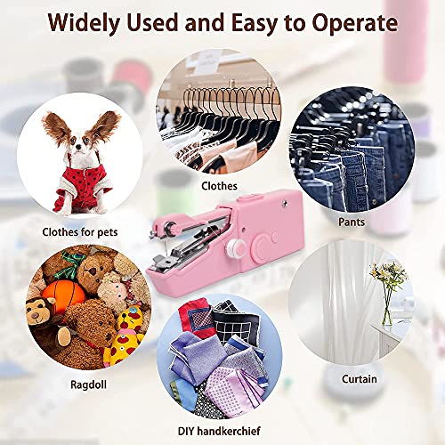 Handheld Sewing Machine, 22 Pcs Mini Portable Cordless Sewing Machine, Household Quick Repairing Tool With Conventional Kit, For Fabric Cloth Handicrafts Home Travel Use (Pink) #TOP2