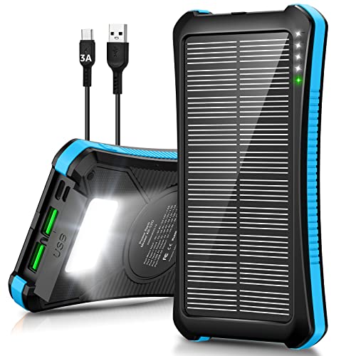 Portable Charger 20000Mah Power Bank Fast Charging Pd 18W Solar Charger With 3A Usb-C Cable Slim Light Power Pack With Led Flashlights Solar Power Bank For Iphone. #TOP11