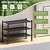 ROMGUAR CRAFT 3 Tier (Thick) Bamboo Shoe Rack for Entryway, Small Wood Shoe Shelf Storage Organizer for Closet, Shoe Stand for Hallway, Stackable and Sturdy 27"x12"x21" Black #5