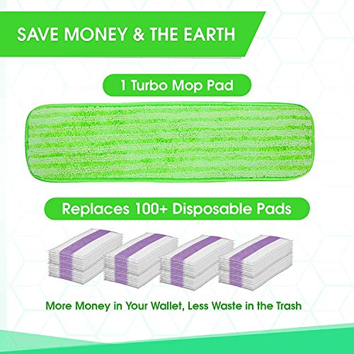 Microfiber Mop Pad Replacement Kit - 2 Pack Reusable Washable MF Mop Head Fits 14-18 Inch - Best Thick Spray Wet Dust Dry Flat Attachment Bona, Bruce, Rubbermaid, Libman, Zflow + More