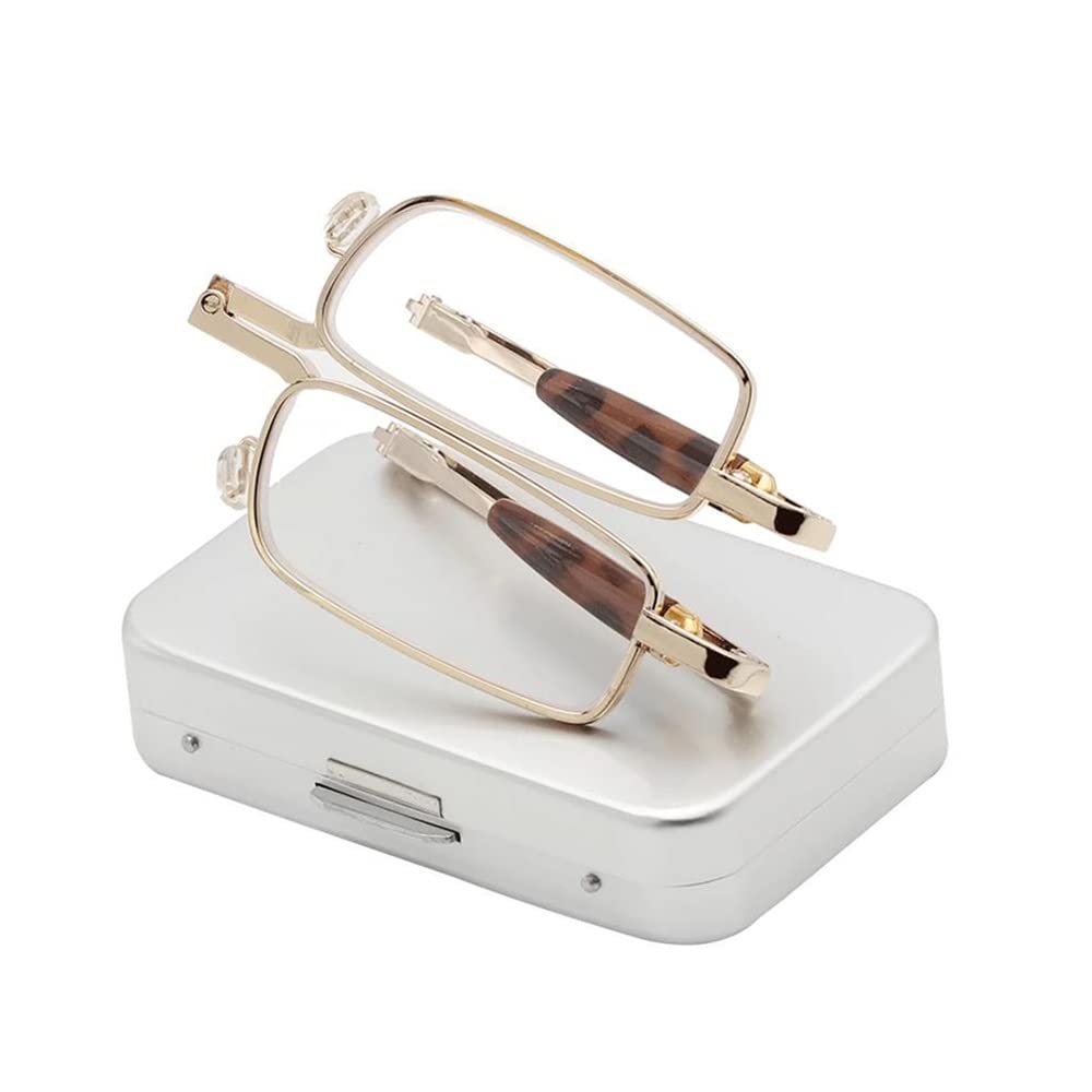 SFIVE Gafas De Lectura Portátil Plegables Gafas De Ordenador Hombres Mujeres 1.0 1.5 2.0 2.5 3.0 Rectangular HD Gafas De Presbicia Plata (Color : Silver, Size : +3.5)