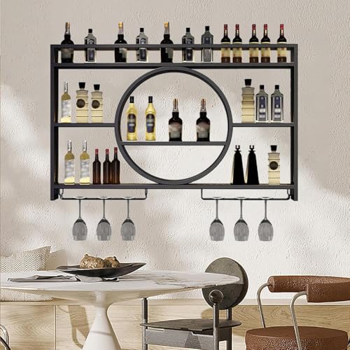 GWWBD Bar，Rangement Mural Cuisine Suspendu Ustensile De Cuisine Etagere Bar Murale Meuble De Bar avec Rangement pour Cuisine Bar Salle À(Size:100 * 15 *...