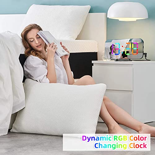 Yaboodn Rgb Digital Alarm Clock For Bedrooms, 6.5 Inch Hd & Mirror Display With 4 Rgb Changing Color And 7 Regular Color Digits, Brightness Adjustable Desk Clock, Corded Power #TOP4