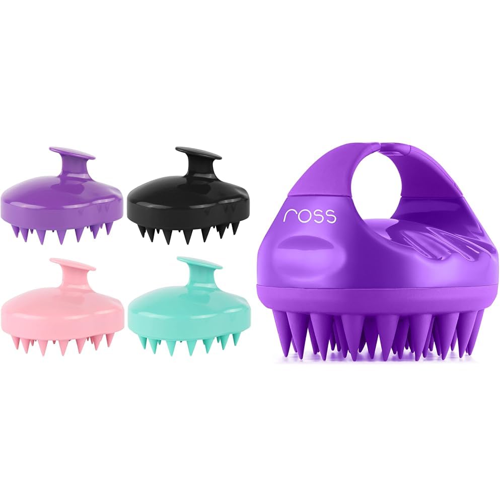 Ross Hair Scalp Massager Shampoo Brush with Soft Silicone Bristles Hair Scalp Shampoo Hair Brush with Soft Silicone Bristles for Anti Dandruff Exfoliating with Scalp Care Purple