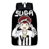 mochila escolar kpop + estojo + chaveiro bts wings Material: lona de nailon Kpop BTS GOT7 Mochila escolar Bangtan Boys Messenger Bag (BTS SUGA, talla única)