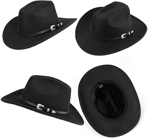Miniatura 7 de Sombrero de vaquero occidental para hombres y mujeres, sombrero clásico enrollable con cinturón de hebilla (tamaño M-L)