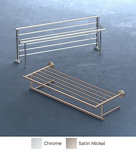 Gatco 4637 Glam Minimalist Towel Rack, Chrome | Wall Mounted 25.75" W X 5.25" H X 10.13" D Towel Shelf with Towel Bar for Bathroom by Gatco - Image 2
