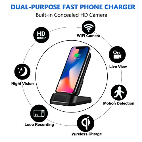 WiFi Hidden Camera Wireless Phone Charger Spy Camera, KAPOSEV 1080P Security Cameras Spy Nanny Cam with Motion Detection Alarm,Support Remote Monitoring and Recording/Playback Via Mobile Phone - Thumbnail 4