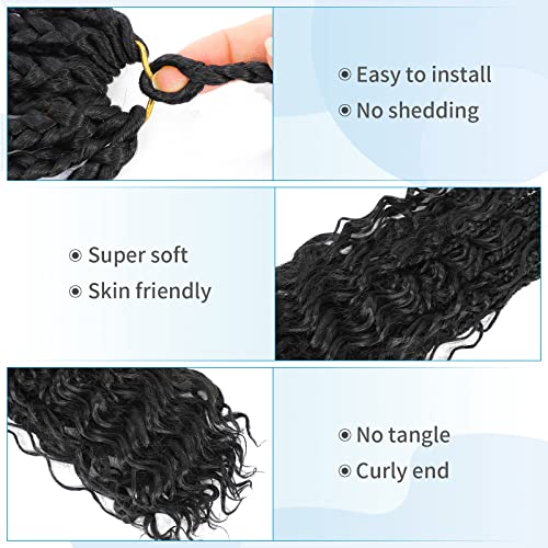 Goddess Box Braids Crochet Hair 12 Inch Crochet Braids For Black Women Boho Box Braids Curly Short Crochet Box Braid Crochet Hair Pre Looped Braiding Hair (8 Packs,1B) #TOP2