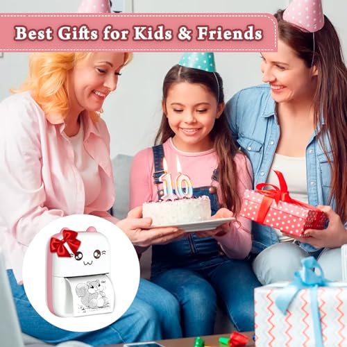 Mini impressora portátil, impressora térmica de bolso com 13 rolos de papel, impressora inteligente