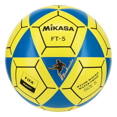 MIKASA FT5 Goal Master Ballon de Football Taille 5, Bleu/Jaune