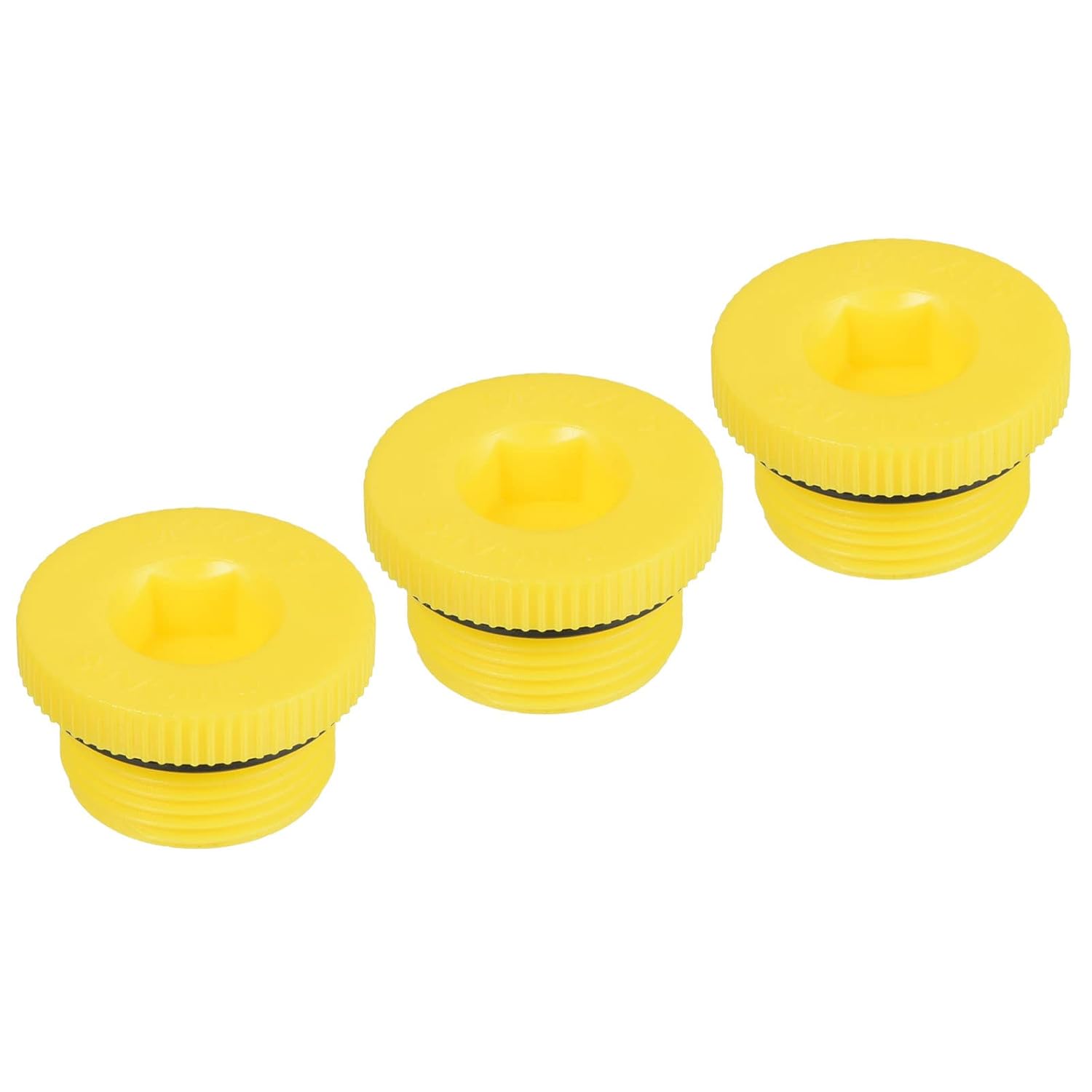 PATIKIL Hold Plugs M14x1.5, 3 Pack PP Plastic Male Threaded Hex Socket Sealing Screw End Cap, Yellow