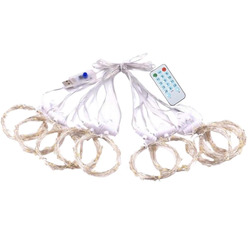 Cortina de luces LED, lámpara de cadena de 3x3m, 3x2m, 3x1m, 4 música, 8 modos, Control remoto de 17 teclas, 5V, alimentada por USB, decorativa impermeable para el hogar