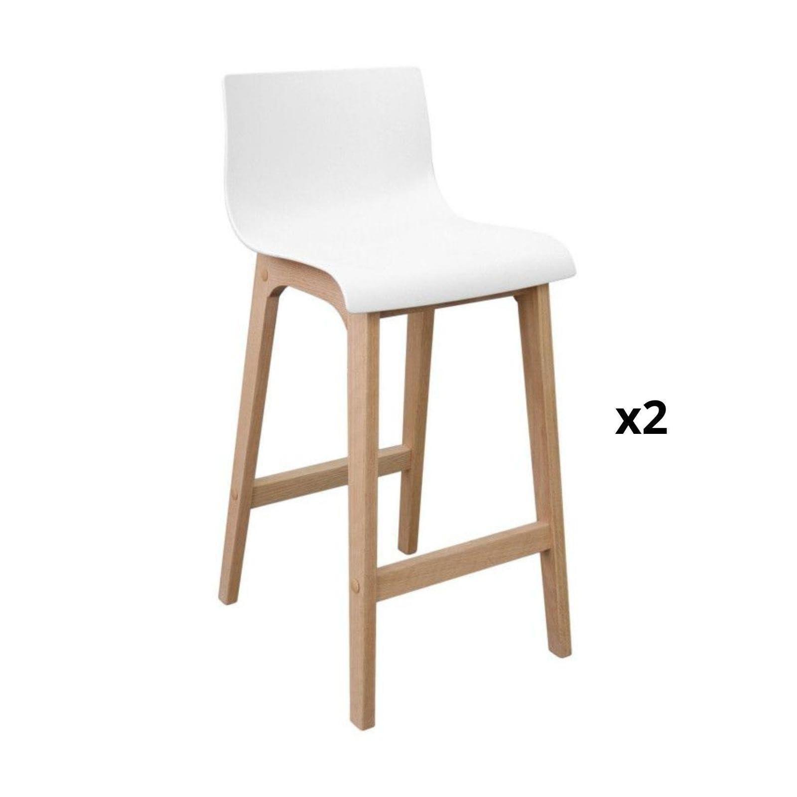 MOB-IN Lot de tabourets de Bar en chêne 65cm Tanna