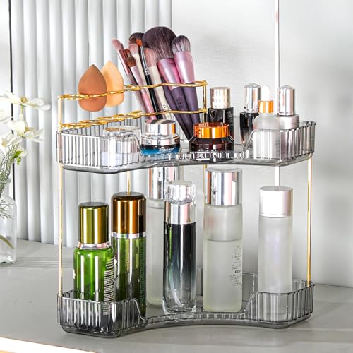 50% Off Upgraded 2-Tier Corner Bathroom Organizer with Brush Holder
