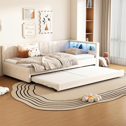 Merax Schlafsofa 90x200 cm Tagesbett Ausziehbar mit...