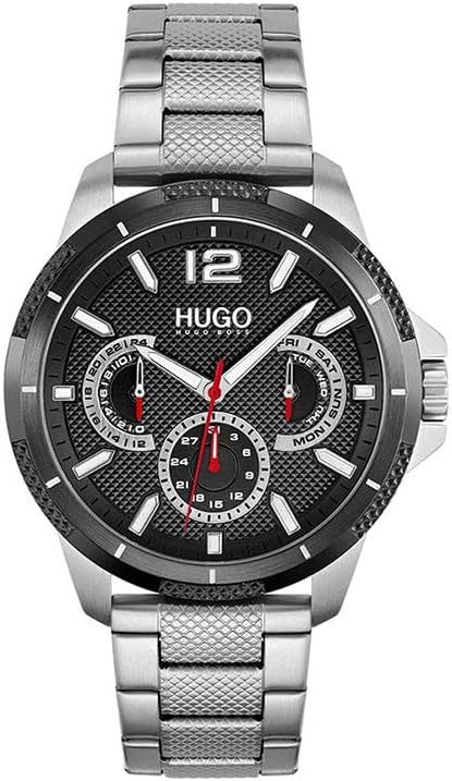 HUGO #Sport Men's Multifunction Stainless Steel and Link Bracelet Casual Watch, Color: Blue (Model: 1530194)