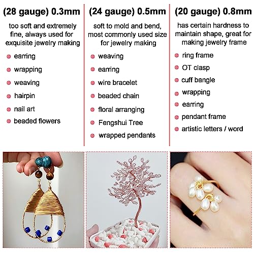 328 feet tarnish resistant copper wires 28 gauge jewelry craft wires beading wire for jewelry making wire wrapping and craftingsilver