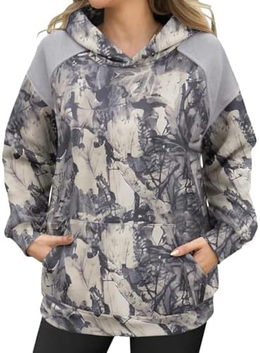 Yousify Womens Camo Hoodies Oversized Fleece Sweatshirts Fall Fashion Long Sleeve Pullover Winter Clothes with Pockets