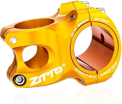 ZTTO Bike Stem 50mm CNC 35mm 31.8mm Handlebar with Gasket, Durable Ultralight 0 Degree Bicycle Handlebar Stem with Bike Headset Cover, MTB Stem DH AM Enduro 28.6mm 35mm Golden