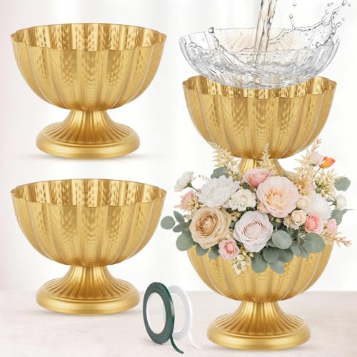Ninehaoou 10 Pcs Metal Compote Bowl for Centerpiece Flower Holder