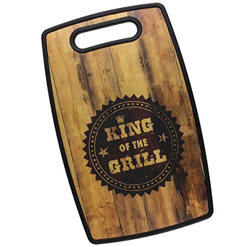 Schneidebrett King of The Grill holzfarben/schwarz, Bedruckt, aus 100% Kunststoff.
