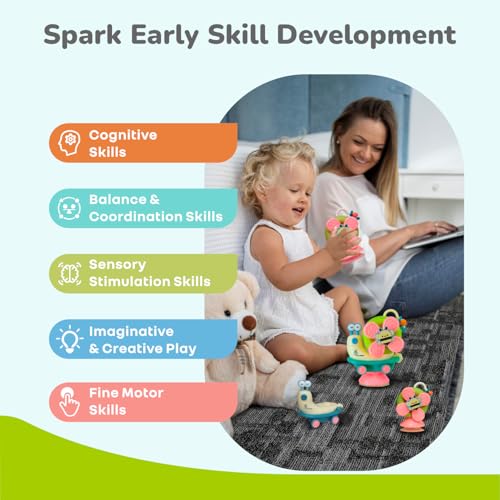 Image of R for Rabbit Orapple Spinster Toy for Baby 5-in-1 Suction Spinner, Rattle, Friction Car, Windmill & Sensory Play | BPA-Free, Safe & Durable | Interactive Learning Toys for 6+ Months Kids (Blue Cream)