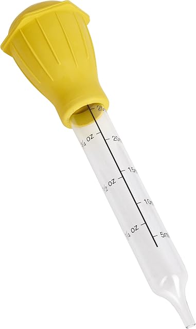 KitchenCraft KCBASTERGL Traditional Baster, Glass/Rubber, 30 cm, Yellow & Clear