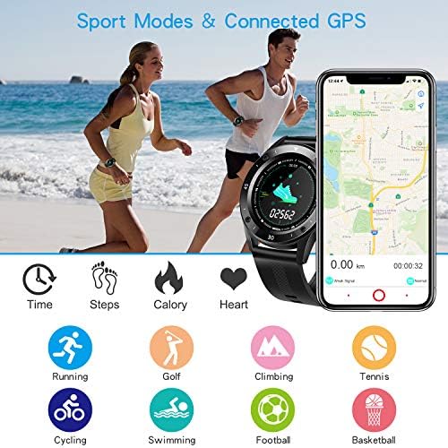 Fitness Tracker, Smartwatch Touch Activity Tracker Smart Bracelet, GPS Remote Control Weather Forecast Heart Rate Sleep Monitor Pedometer Calorie for Women Men with one Extra Replacement Watchband