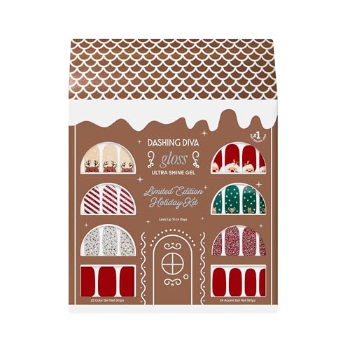 Dashing Diva Gloss Kit - Santa Said So - UV Free Chip Resistant Long Lasting Gel Nail Stickers - 3-Piece Manicure Set - Contains 46 Wraps 2 Prep Pads 1 File