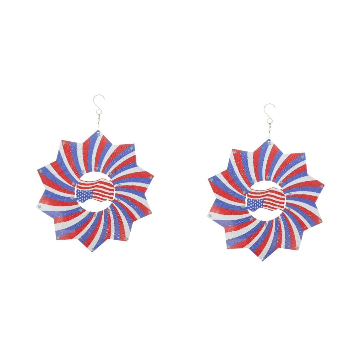 Éolien en acier inoxydable avec drapeau américain pour décoration de jardin