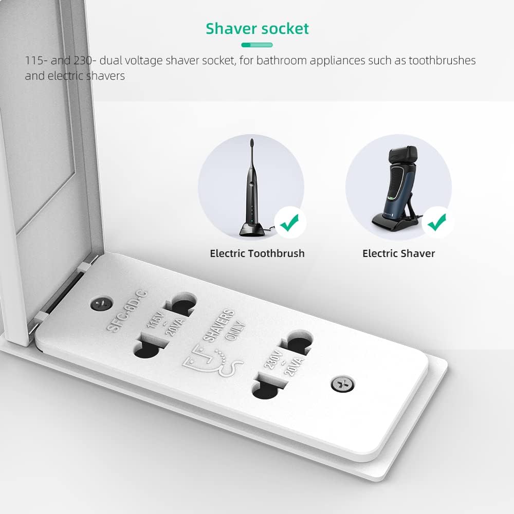 Bathroom Mirror Cabinets with Lights and Shaver Socket BLACK illunimated LED Bathroom Cabinet with Mirrors Wall mounted Built-in LED Lighting Anti-fog Touch Switch Glass Shelves 50x70cm