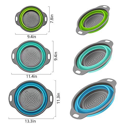 3-Packs Collapsible Colander Basket Set With Handles 3 Size For Washing Draining Veggies Fruit Pasta Basket Strainers In Kitchen Travel #TOP1