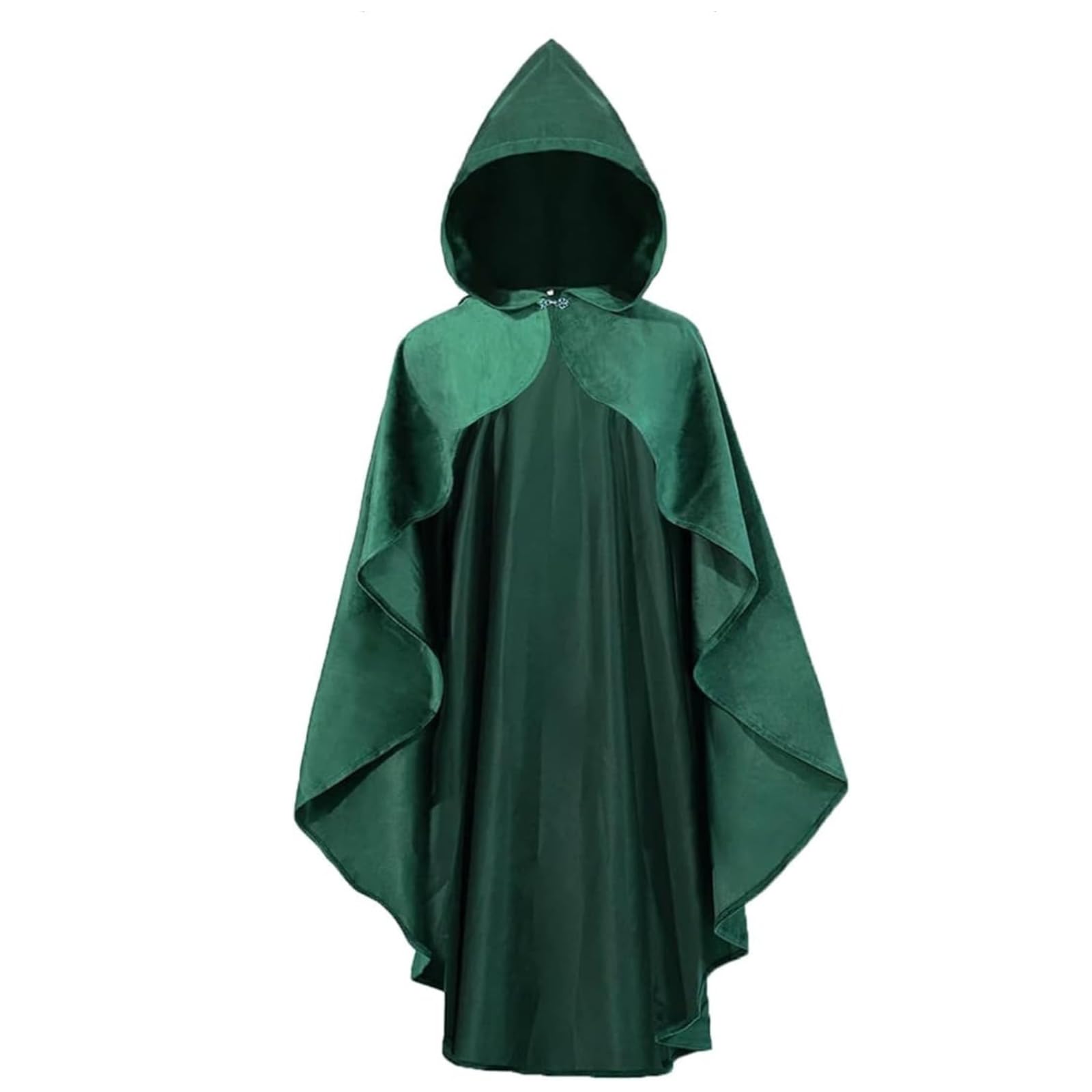 RRCBMD Cloak with Hood Women Men Goth Hooded Cloak Medieval Renaissance Green Ponchos Halloween Witches Gothic Wizard Cape Cosplay 35.4IN