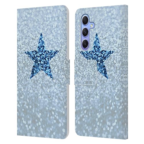 Étui portefeuille Galaxy A34 5G Monika Strigel Bleu de Pluie pailleté pastel en cuir