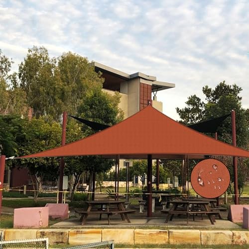 Tuosite Terylene Waterproof Sun Shade Sail UV Blocker Sunshade Patio Equilateral Triangle Knitted 220 GSM Block Fabric Pergola Carport Awning 12' x 12' x 12' in Color Iron Red
