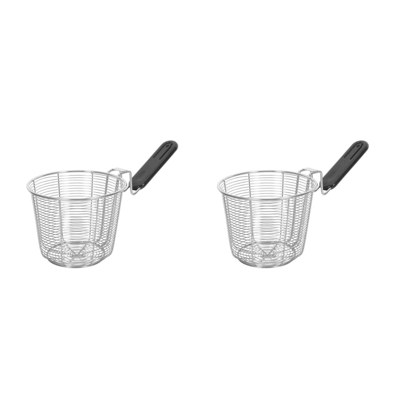 JOINPAYA 2pcs Stainless Steel Pasta Strainer Basket - Mesh Noodle Sieve Strainer with Removable Handle for Cooking Hot Pot Or Ramen Noodles 4. 7 Inch