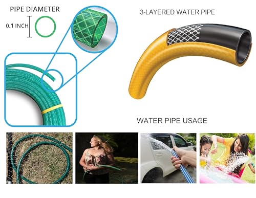 Image of TheFitLife (Size : 1 inch (25MM), Length: 30 Meters, 97.50 Feet Green) Heavy Duty Braided Water Hose Pipe, Light Weigt For Garden, Car Wash, Floor Clean, Pet Bath, Park & Yard. 10 YEARS WARRANTY.