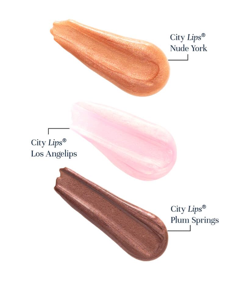 City Beauty City Lips Our Favorites - Tinted Plumping Gloss with Hyaluronic Acid & Peptides - Hydrates & Volumizes - Bundle - Nude York 0.16 oz, Los Angelips 0.16 oz, Plum Springs 0.16 oz - Image 3