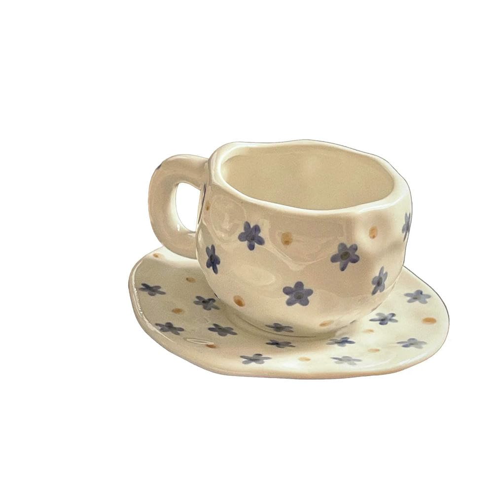 Tasses et Assiettes à café en céramique à Motif Floral, peintes à la Main sous glaçure (200 pièces)