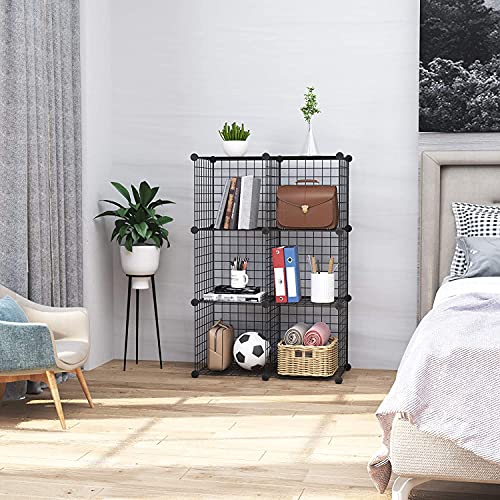 C&Ahome Wire Cube Storage, 6 - Cube Organizer Metal C Grids, Modular Shelves Units, Storage Bins Shelving, Closet Organizer, Ideal For Home, Office, Living Room, 36.6”L X 12.4”W X 36.6”H Black #TOP2