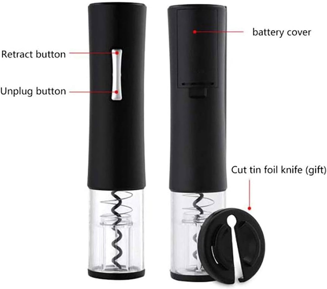 Electric Wine Opener With Foil Cutter - Stainless Steel Automatic Wine Bottle Opener - Rechargeable Electric Wine Bottle Opener - Wine Opener Electric Corkscrew Opener