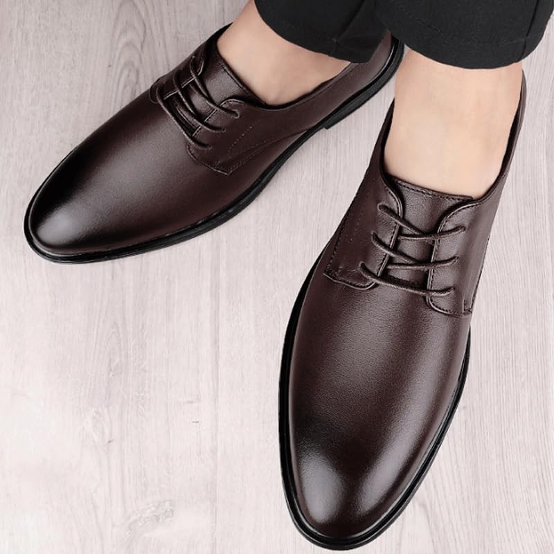 Men's Genuine Leather Platform Slip-On Oxfords Black Platform Business Casual Dress Shoes for Men Office Working Premium Leather Derby2