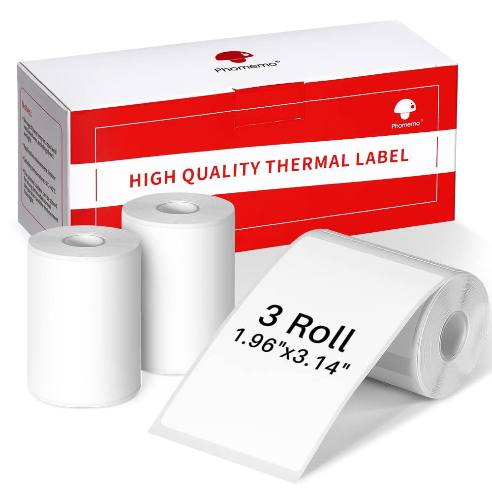Phomemo Printer Labels for M120 M220 M110 M200 Label Maker Printer, Multipurpose Barcode, Food, Clothing, Name, Address Labels,3 Rolls 50x80mm,100 Labels/Roll, WhiteThe Forest Stewardship Council
